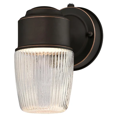 Westinghouse 61069 LED Wall Lantern Fixture, Clear Ribbed Glass, Bronze, 7.59 In.