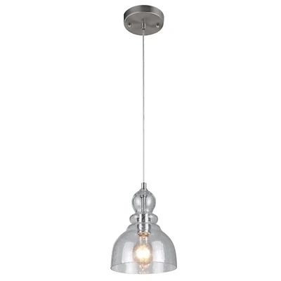 Westinghouse 6100700 Mini Pendant Light, Brushed Nickel, Seeded Glass