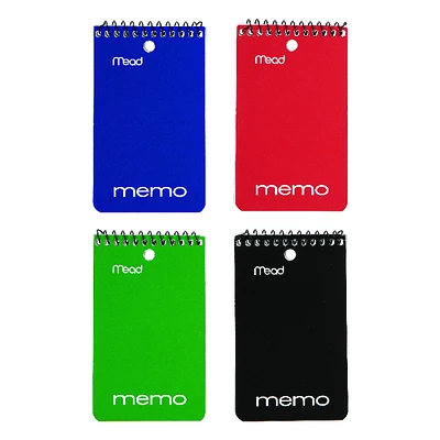 Mead 45354 Wirebound Memo Book, College Ruled, 3 x 5 In., 60 Sheets
