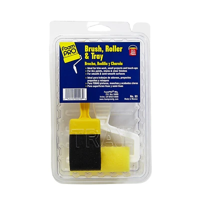 3-Pc. Foam Paint Set, 3 In. Mini Roller, Brush & Tray