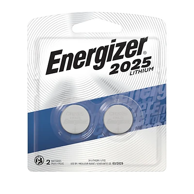 Energizer 2025BP-2 Coin Cell Battery, 3 V Battery, 170 mAh, CR2025 Battery, Manganese Dioxide, Lithium