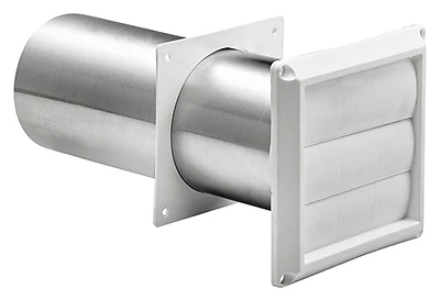 Lambro 267WS 4 In. Exhaust Wall Louvered Vent, White Plastic, 11 In. Tail