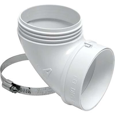 Lambro 3003L 4 In. Quick Fit Clothes Dryer Exhaust Elbow, ABS White