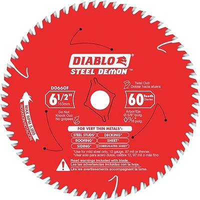 Steel Demon Circular Saw Blade, Cuts Very Thin Metal, 60-Tooth x 6-1/2-In.