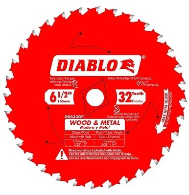 Wood & Metal Circular Saw Blade, 32-Tooth x 6-1/2-In.