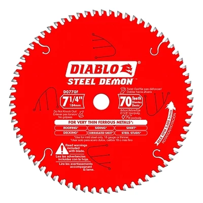 Diablo D0770F Steel Demon Circular Saw Blade, 70-Tooth, 7-1/4-In