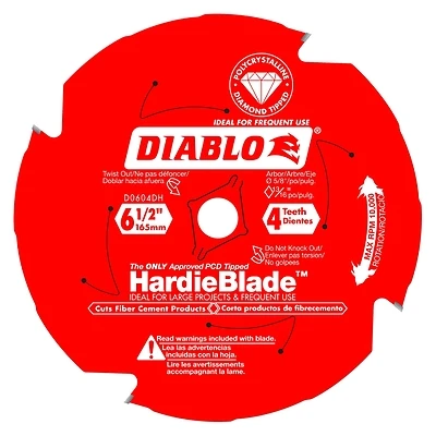 Diablo D0604DHA Circular Saw Blade, 6-1/2 in Dia, 5/8 in Arbor, 4-Teeth, Carbide Cutting Edge