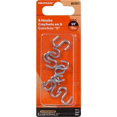.092 X 3/4-inch Zinc-plated S-hook By Hillman - Model 851871
