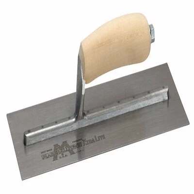 4-1/2 In. X 11-1/2 In. High Carbon Steel Finishing Trowel With Curved Wood Handle