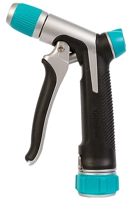 Gilmour 825602-1001 Stainless Steel Adjustable Pistol Nozzle, Swivel, Black & Green
