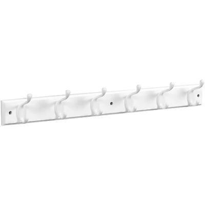 National Hardware S827-071 Hookrail, 4-Hook, Wood, White, 27 In.