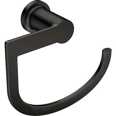 Rinza Matte Black Towel Ring, 6.63 In. Diameter, Zinc Construction, Model Y1186bl