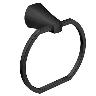Lindor Matte Black Towel Ring, 5-7/16 In. Diameter, Zinc And Aluminum