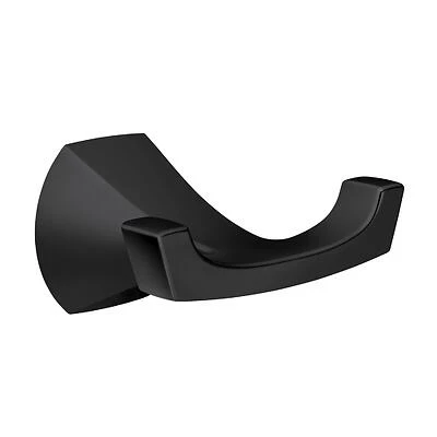 Lindor Double Robe Hook, Matte Black, 4.75" H X 4" W X 2.6" L