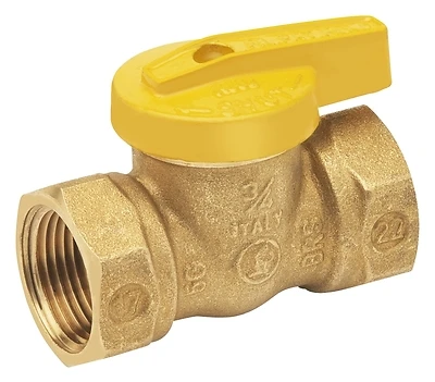 Gas Ball Valve, Lever Handle, Brass, 3/4 In.