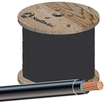 Building Wire, #2 Stranded, Black, 500 Ft.