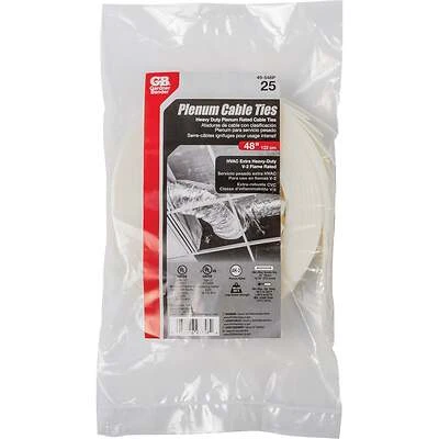 48 In. X 0.35 In. Natural Plenum Cable Tie (25-pack), 180 Lb