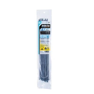 Xtreme Temperature Cable Tie, Black, 11-In., 20-Pk.