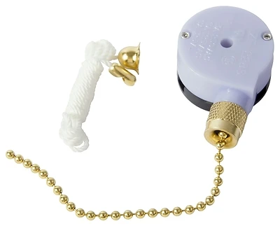 Gardner Bender GSW-33 Pull Chain Switch, 1-Pole, 6A/125V, Brass