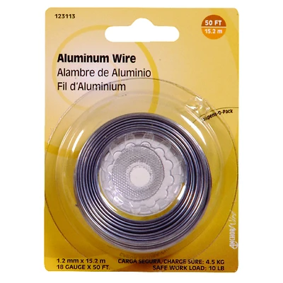 Hillman Aluminum Hobby Wire, 18-Gauge, 50-Ft.
