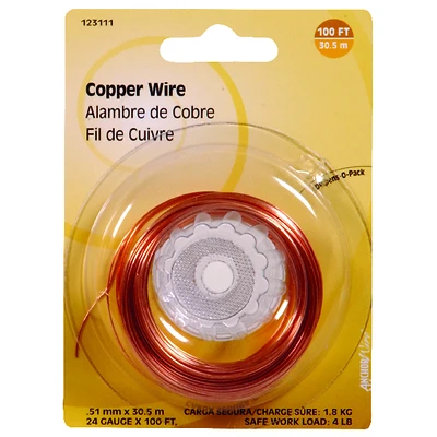 Hillman Copper Hobby Wire, 24-Gauge, 100-Ft.