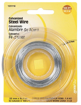 Hillman 123118 32-Gauge Galvanized Steel Wire, 100-Ft.