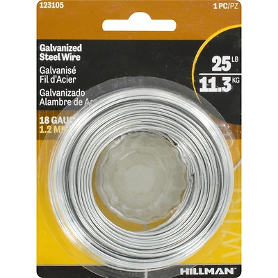 Hillman 123105 Galvanized Hobby Wire, 18-Gauge, 110-Ft.