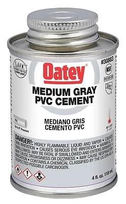Oatey 308833 PVC Cement, Medium Bodied Gray, 4 Oz