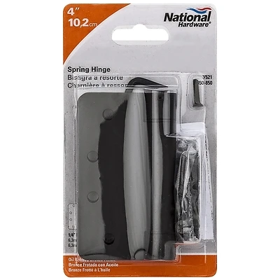 National Hardware N350-850 Spring Door Hinge, Adjustable, Oil-Rubbed Bronze, 4 In.