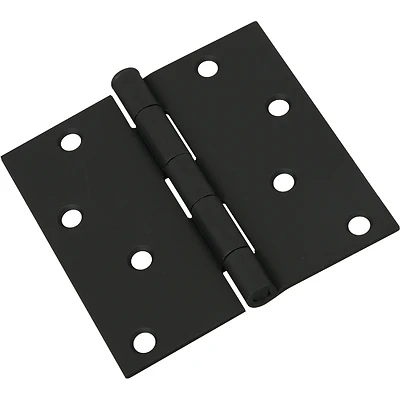 National Hardware N241-208 Square Corner Door Hinge, 4 In., Black Steel
