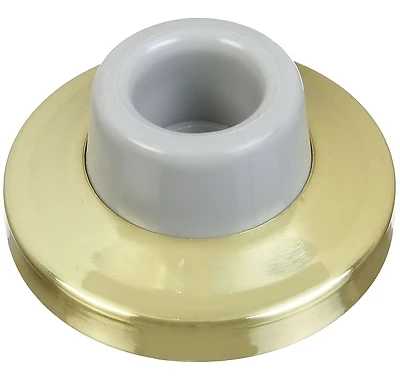 National Hardware N198-069 Wall-Mount Door Stop, Polished Brass, 2.34 in Base