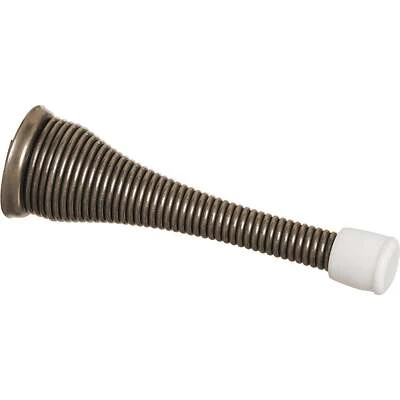 National Hardware N184-341 Spring Door Stop, Antique Brass, 3 In.