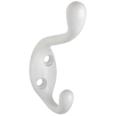 National Hardware N266-049 Coat & Hat Hook, White, 75 Lb, 2-1/2 In