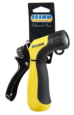 Dramm 10-12743 Heavy-Duty Metal Hot Water Pistol Nozzle, Yellow, Adjustable Spray