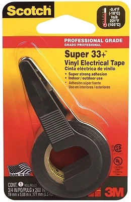 Scotch 195 Vinyl Electrical Tape, Black, 3/4 x 200 In.