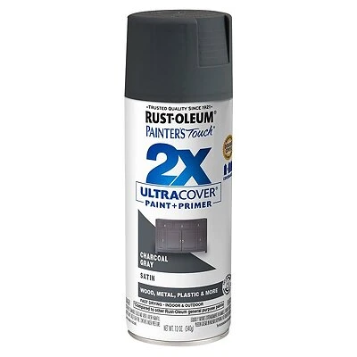 Painter's Touch 2X Spray Paint + Primer, Satin Charcoal Gray, 12-oz.