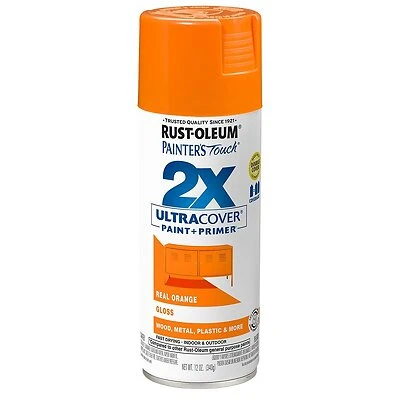 Painter's Touch 2X Spray Paint, Gloss Real Orange, 12-oz.
