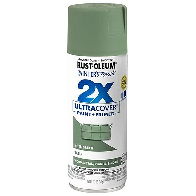 Painter's Touch 2X Spray Paint, Satin Moss Green, 12-oz.