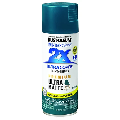 Rust-Oleum 331185 Painter's Touch 2X Ultra Matte Spray Paint, Deep Teal, 12 Oz