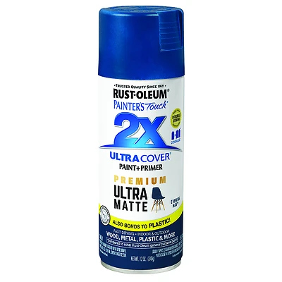 Rust-Oleum 331183 Painter's Touch 2X Premium Ultra Matte Spray Paint, Evening Navy, 12 Oz