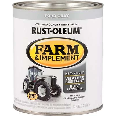 1 Quart Ford Gray Gloss Farm & Implement Enamel 280154 - Oil-based, 130 Sq. Ft. Coverage