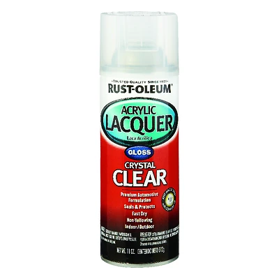 Rust-Oleum 253366 Acrylic Lacquer Spray Paint, Automotive Clear Gloss, 12 Oz