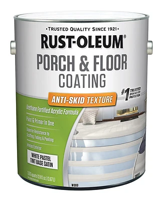 Rust-Oleum 262366 Porch & Floor Urethane Finish, Anti-Skid, White, 1 Gallon