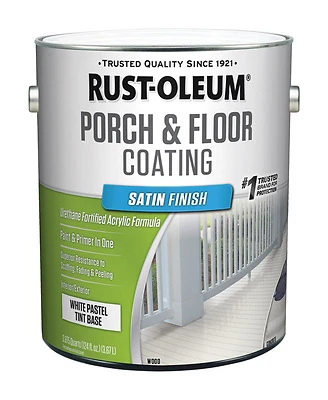 Porch & Floor Urethane Finish Paint, Satin, Pure Wbite Base, Gallon