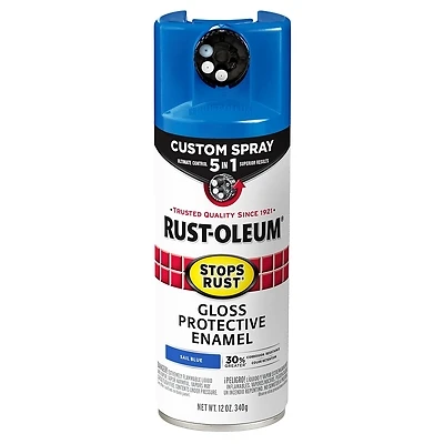 Rust-Oleum 376896 Stops Rust Custom Spray 5-in-1 Paint, Gloss Sail Blue, 12 oz