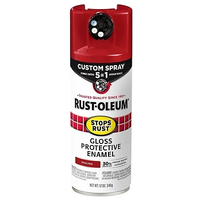 Rust-Oleum 376895 Stops Rust Custom Spray 5-in-1 Paint, Gloss Regal Red, 12 oz