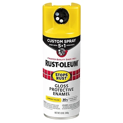 Rust-Oleum 376898 Stops Rust Custom Spray 5-in-1, Gloss Sunburst Yellow, 12 oz