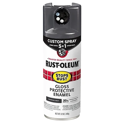 Rust-Oleum 376888 Stops Rust Custom Spray 5-in-1, Gloss Charcoal Gray, 12 Oz