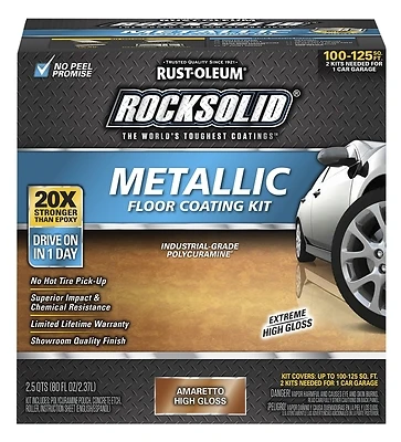 Rust-Oleum 299741 RockSolid Amaretto Garage Floor Coating Kit, High-Gloss, 70 Oz