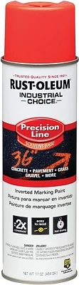 Industrial Choice Precision Line Marking Spray Paint, Fluorescent Red Orange, 17 oz. Inverted